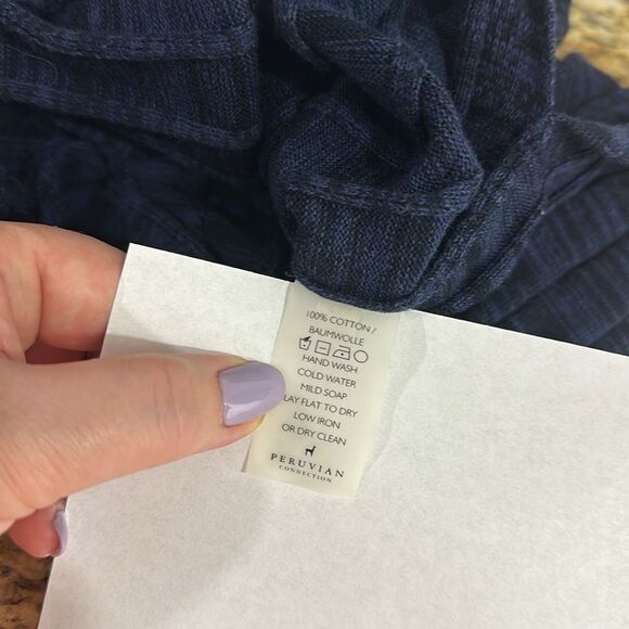 Peruvian Connection Cotton Striped Cap Sleeves Midi Dress Size S - Picture 7 of 9